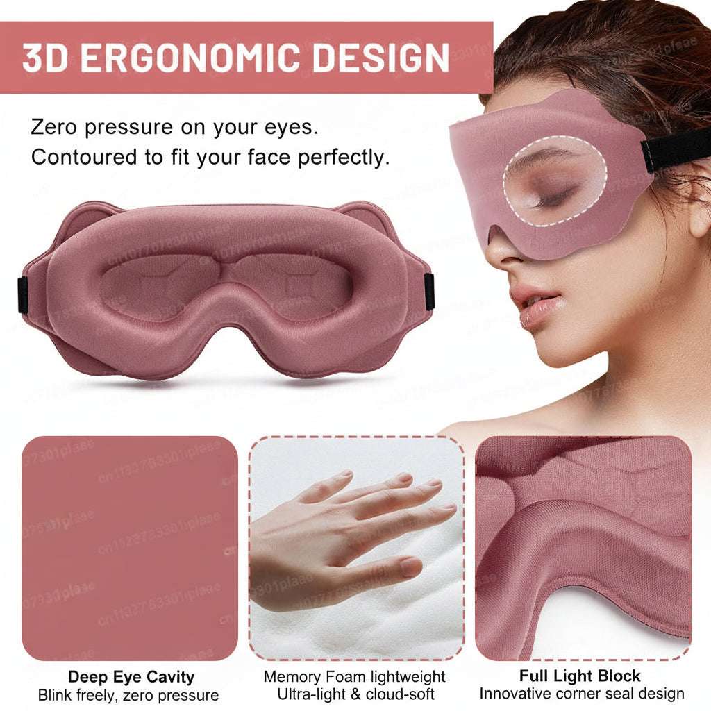 3D Sleep Mask Sleeping Aid Blindfold Block Out Light Portable Soft Memory Foam Face Mask Eyeshade Comfort Three Dimension Design